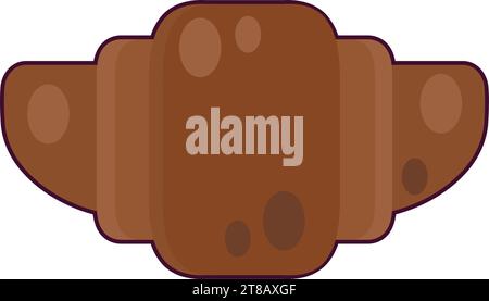 Airy chocolate croissant with sweet filling. Delicious sweet food of children holiday and coffee and tea party. Simple colored stroked vector icon iso Stock Vector