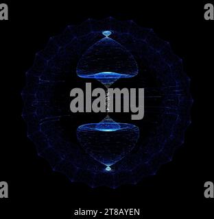 A digital representation of a quantum energy coil, symbolizing advanced energy concepts from conventional to nuclear and theoretical free energy. Stock Photo