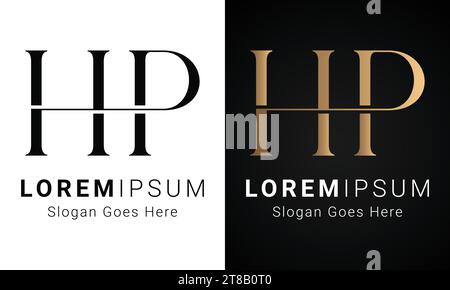 Luxury Initial HP or PH Monogram Text Letter Logo Design Stock Vector