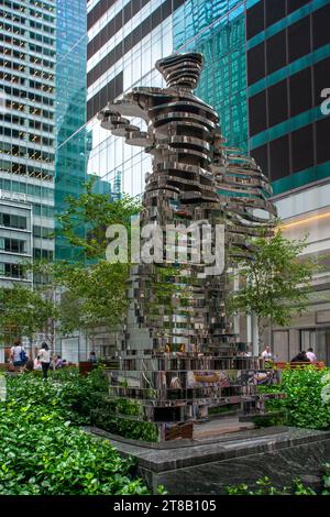 Antonio Pio Saracino's Hero sculpture The Guardians: Superhero in Bryant Park in Midtown Manhattan, New York City Stock Photo