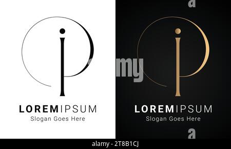 Luxury Initial PI or IP Monogram Text Letter Logo Design Stock Vector