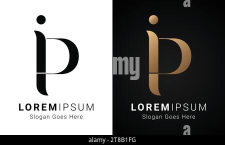 Luxury Initial PI or IP Monogram Text Letter Logo Design Stock Vector