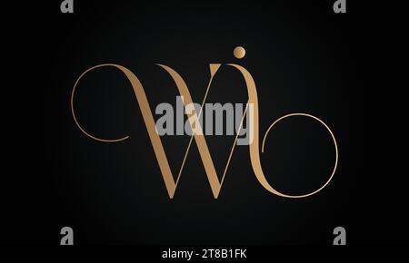 Luxury Initial JW or WJ Monogram Text Letter Logo Design Stock Vector