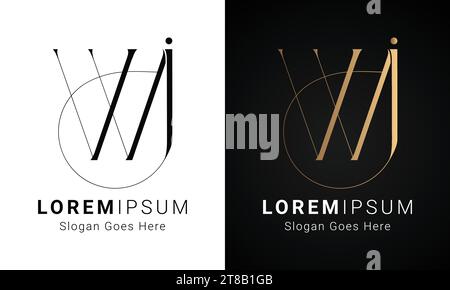 Luxury Initial JW or WJ Monogram Text Letter Logo Design Stock Vector