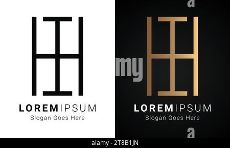 Luxury Initial HI or IH Monogram Text Letter Logo Design Stock Vector
