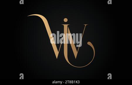 Luxury Initial JW or WJ Monogram Text Letter Logo Design Stock Vector