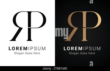 Luxury Initial RP or PR Monogram Text Letter Logo Design Stock Vector