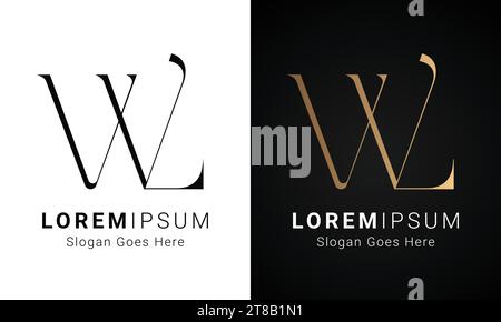 Luxury Initial WL or LW Monogram Text Letter Logo Design Stock Vector
