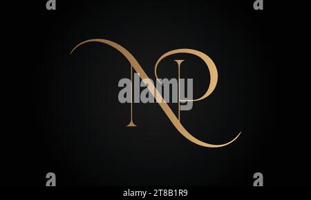 Luxury Initial NP or PN Monogram Text Letter Logo Design Stock Vector