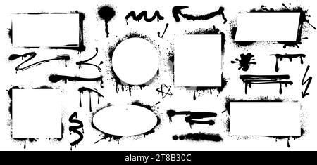 Spray Paint Graffiti Stencil Frames Black Airbrushing Paint Banner  Stenciling Backdrop And Spray Paint Texture Borders Vector Set Stock  Illustration - Download Image Now - iStock