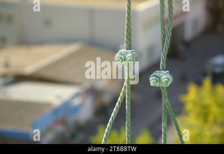 Rope lockers in of suspended wire rope platform for facade works on ...