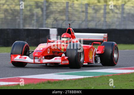 Scarperia, Mugello - 28 October 2023: Ferrari F1 F2003GA year 2003 ex Michael Schumacher in action at the Mugello Circuit during Ferrari World Finals Stock Photo