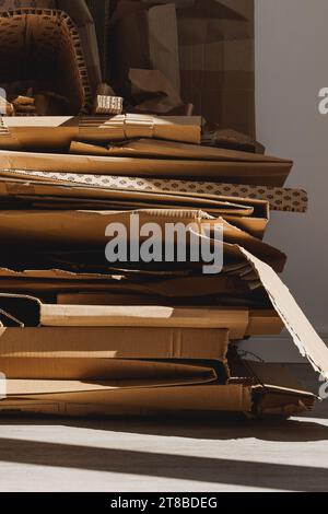 Stack of Cardboard Waste with PAP 21 symbol. Concepts of Paper ...