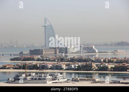 view of abu dhabi skyline with arabian sea Stock Photo