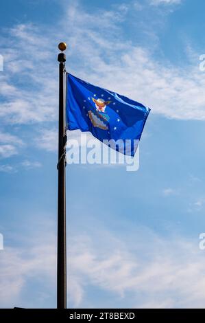 United States Air Force Flag Blowing in the Wind Stock Photo