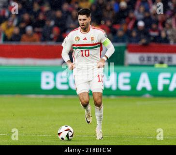 Budapest, Hungary. 19th November, 2023. Dominik Szoboszlai of Hungary runs with the ball during the UEFA EURO 2024 qualifying round match between Hungary and Montenegro at Puskas Arena on November 19, 2023 in Budapest, Hungary. Credit: Laszlo Szirtesi/Alamy Live News Stock Photo