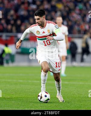 Budapest, Hungary. 19th November, 2023. Dominik Szoboszlai of Hungary runs with the ball during the UEFA EURO 2024 qualifying round match between Hungary and Montenegro at Puskas Arena on November 19, 2023 in Budapest, Hungary. Credit: Laszlo Szirtesi/Alamy Live News Stock Photo