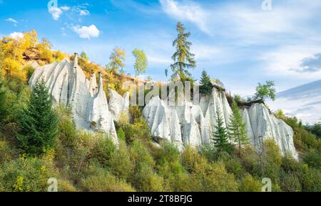 Stunning view of earth pyramids in the Italian Alps Stock Photo