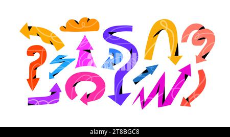 Hand drawn vector abstract simple cartoon doodle set of decoration contemporary arrow cute shapes isolated.Abstract doodle stickers decoration design Stock Vector