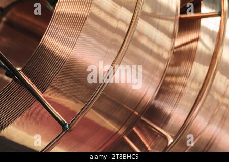 Coil of copper wire for welding tools and other industrial applications Stock Photo