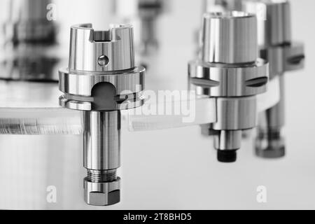 Milling metal cutter tools for CNC machine, dustrial design background, engineering technology concept Stock Photo