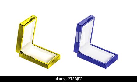 opened jewelry gift box, isolated set Stock Photo