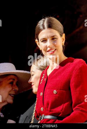 Monaco Ville, Monaco. 19th Nov, 2023. Charlotte Casiraghi on the balcony of the Princely Palace in Monaco-Ville, on November 19, 2023, during the Monaco national day celebrations Credit: Albert Nieboer/Netherlands OUT/Point de Vue OUT/dpa/Alamy Live News Stock Photo