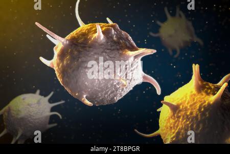 Activated platelets, also called thrombocytes responsible for the healing and closure of wounds - 3d illustration Stock Photo