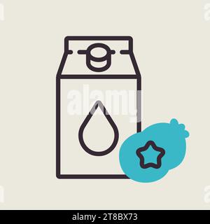 Carton of milk with flavor blueberry vector icon. Dairy product sign. Graph symbol for cooking web site and apps design, logo, app, UI Stock Vector