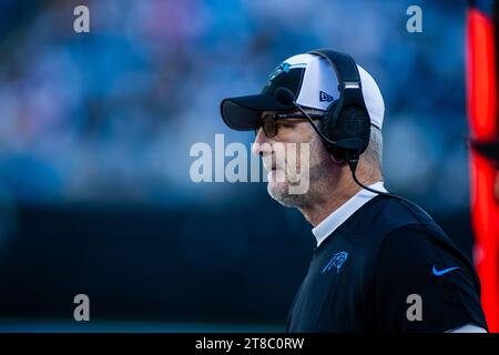 Charlotte, NC, USA. 19th Nov, 2023. Carolina Panthers Head Coach Frank Reich during the fourth quarter against the Dallas Cowboys in the NFL matchup in Charlotte, NC. (Scott Kinser/Cal Sport Media). Credit: csm/Alamy Live News Stock Photo