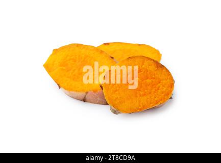 Slices of fresh turmeric root isolated on white Stock Photo