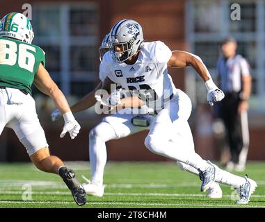 November 18, 2023: Rice University junior Myron Morrison (33) rushes the ball. NCAA football game between Rice University and University of North Carolina-Charlotte, at Jerry Richardson Stadium, Charlotte, North Carolina. David Beach/CSM Stock Photo