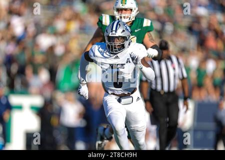 November 18, 2023: Rice University sophomore DJ Arkansas (6) rushes the quarterback. NCAA football game between Rice University and University of North Carolina-Charlotte, at Jerry Richardson Stadium, Charlotte, North Carolina. David Beach/CSM Stock Photo