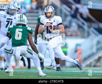 November 18, 2023: Rice University freshman AJ Padgett (12) runs the ball. NCAA football game between Rice University and University of North Carolina-Charlotte, at Jerry Richardson Stadium, Charlotte, North Carolina. David Beach/CSM Stock Photo