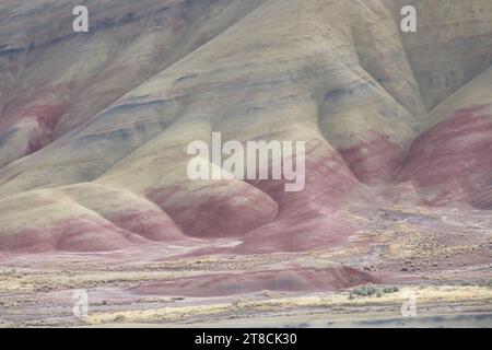 Colorful muted colors of John Day Fossil Beds Painted Hills Unit on hillside Stock Photo