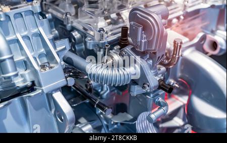 modern car engine on blue blackground Stock Photo