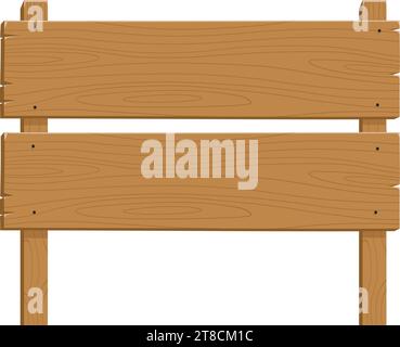 Wood Plank Signage Board Stand Cartoon Illustration Template Vector ...