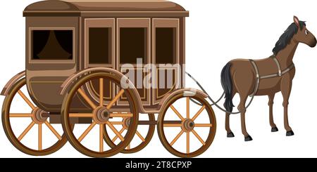 A charming vintage horse carriage depicted in a vector cartoon style Stock Vector