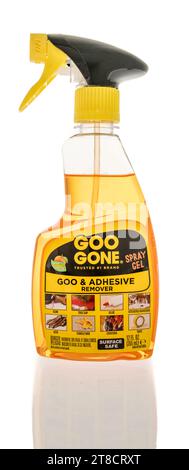 Winneconne, WI - 28 October 2023:  A package of Goo Gone goo and adhesive remover spray gel on an isolated background Stock Photo