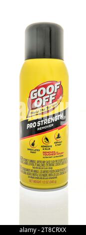 Winneconne, WI - 28 October 2023:  A can of Goof off pro strength remover on an isolated background Stock Photo