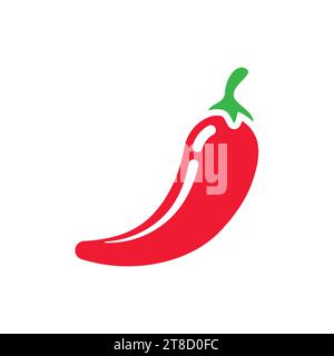 Red chili hot pepper vector icon. Chilli or jalapeno colorful pepper. Stock Vector