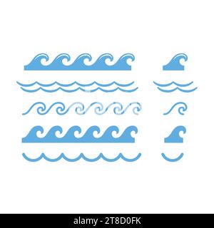 Ocean or sea waves cartoon style icon. Seamless wave line vector. Stock Vector