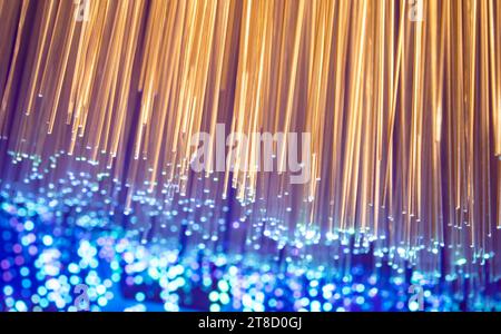 optical fibres on technology background Stock Photo