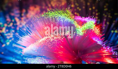 optical fibres on technology background Stock Photo