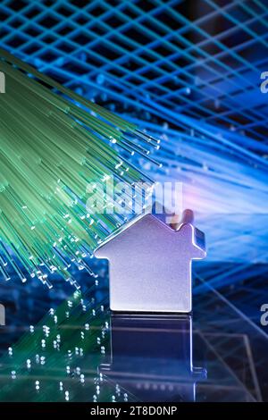 fiber optic connection to modle of house Stock Photo