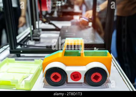 Printing 3D printer small trunk printed model plastic Stock Photo