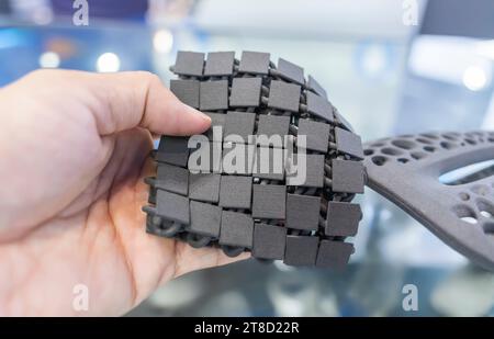hand with Object printed on 3d printer close-up Stock Photo