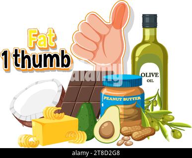 Illustration showing how to compare food portions for a healthy diet Stock Vector