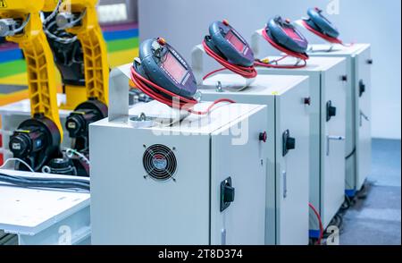 Control panel of auto robot machine of electronics industrial. Stock Photo