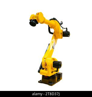 industrial robotic arm manipulator, Manufacturing isolated on white, engineering, futuristic, ai, technology concept Stock Photo